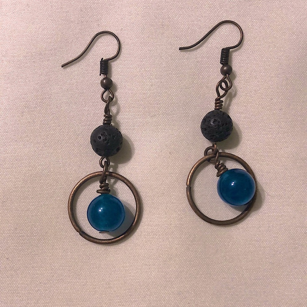 Handmade lava stone earrings
